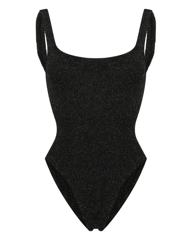 Hunza G Geraffter Badeanzug mit eckigem Ausschnitt - Schwarz Schwarz