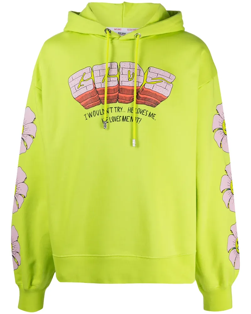 GCDS Hoodie mit Logo-Print - Grün Grün