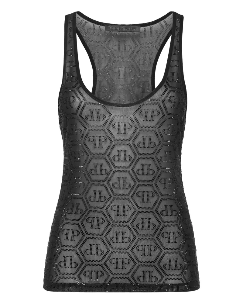 Philipp Plein Monogram Strass Tanktop - Schwarz Schwarz