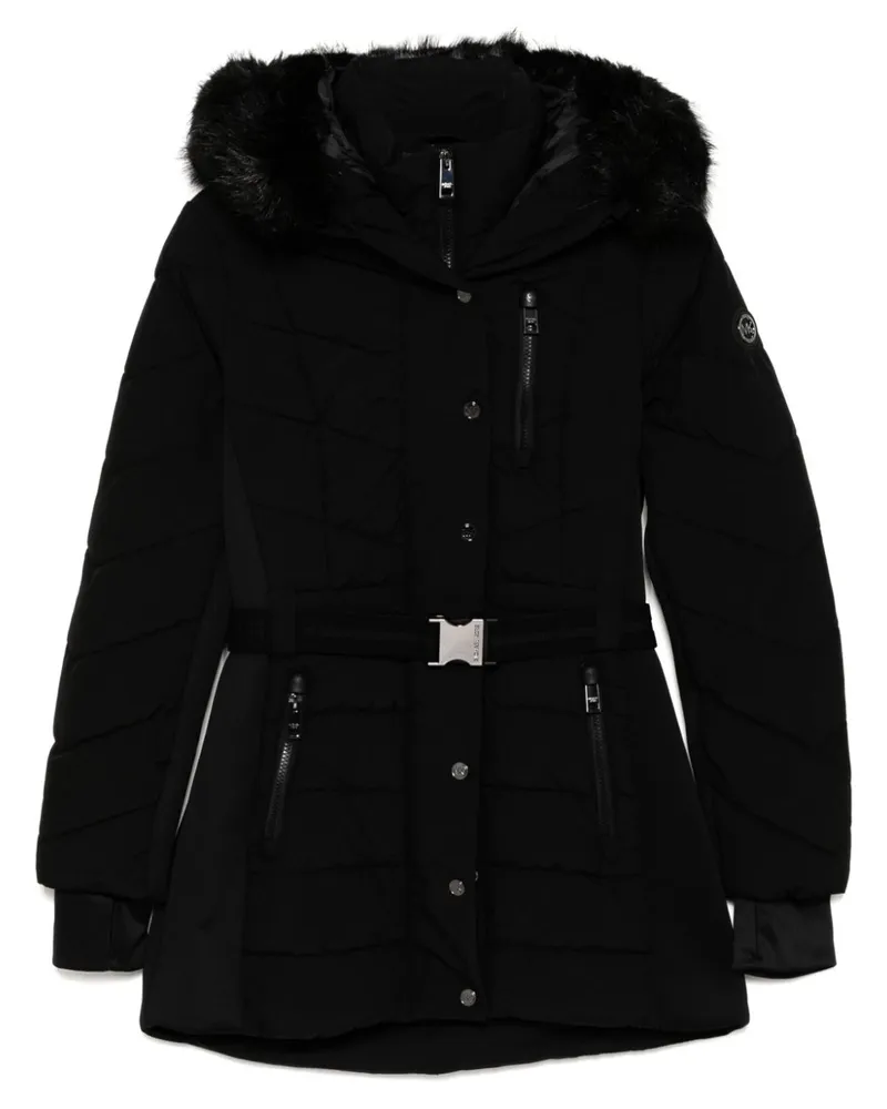 Michael Kors Chevron-Jacke mit Gürtel - Schwarz Schwarz