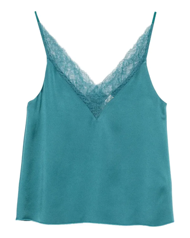 forte_forte lace-trim top - Blau Blau