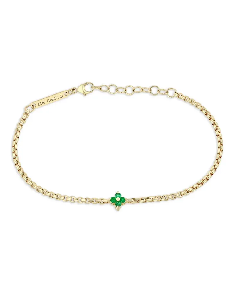 ZOË CHICCO Kastiges 14kt Goldarmband mit Smaragd und Diamanten Gold