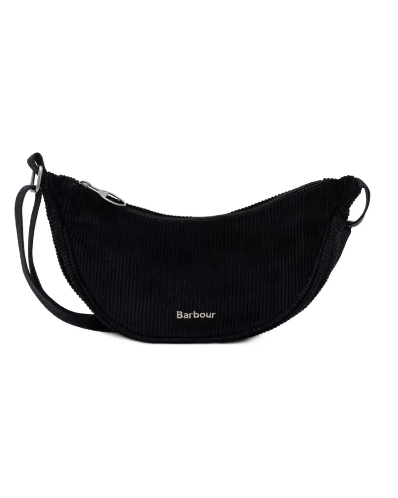 Barbour Mini Mia Umhängetasche aus Cord in geschwungener Form - Schwarz Schwarz