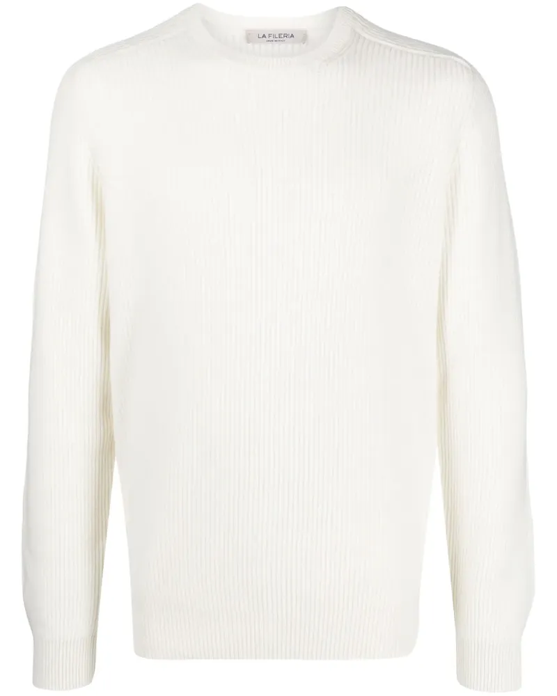 La Fileria Gerippter Strickpullover - Weiß Weiß