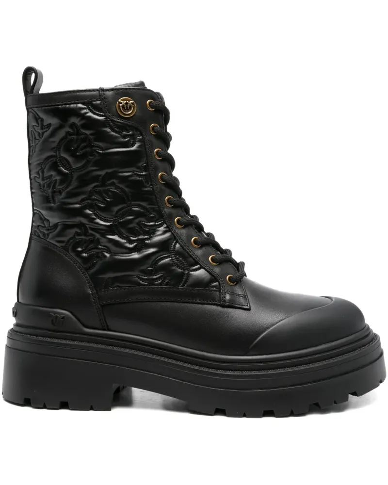 Pinko Gesteppte Schnürstiefel 50mm - Schwarz Schwarz