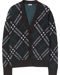 Burberry Karierter Cardigan mit V-Ausschnitt Grau