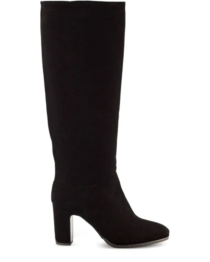 Julie Dee Wildlederstiefel mit Blockabsatz - Schwarz Schwarz