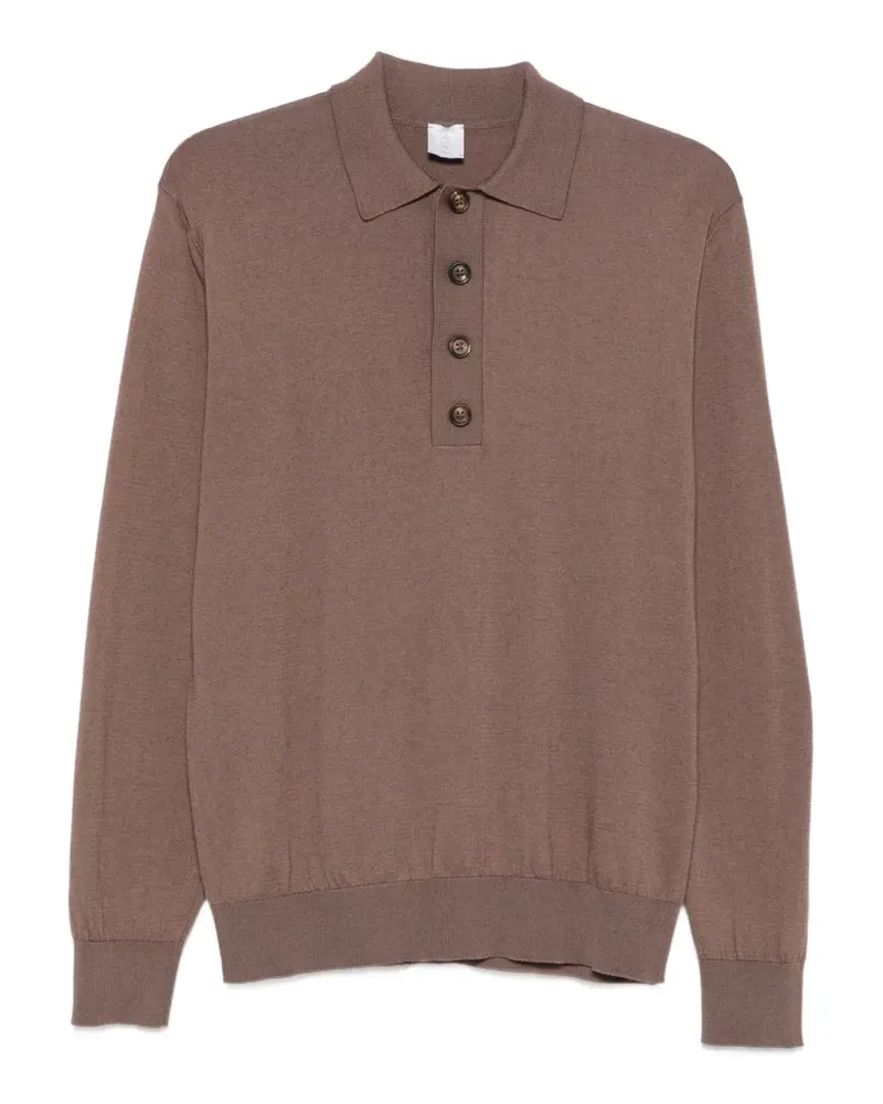 Eleventy Langärmeliges Poloshirt - Braun Braun