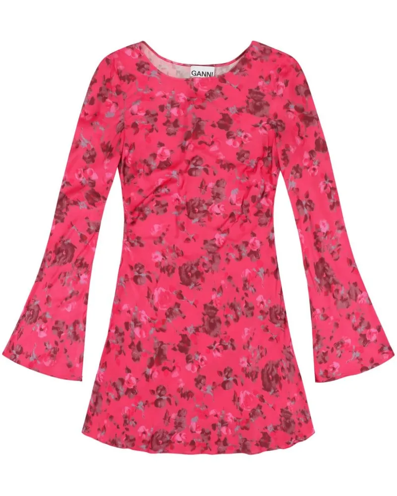 Ganni Kleid mit Blumen-Print - Rosa Rosa