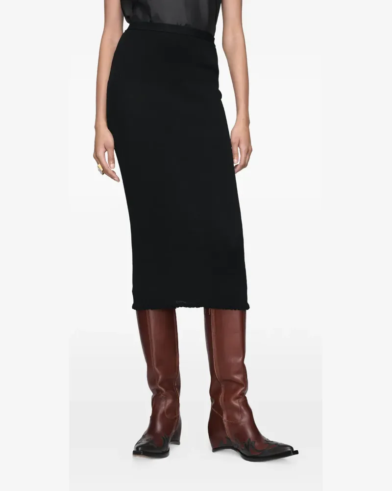 Maison Margiela Twist Finishing ribbed-knit midi skirt - Schwarz Schwarz