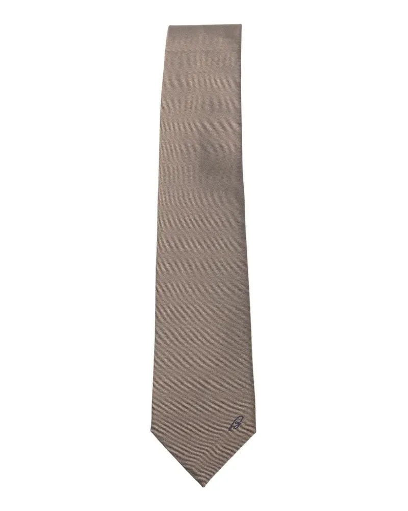Brioni Seidenkrawatte mit Logo-Stickerei - Braun Braun