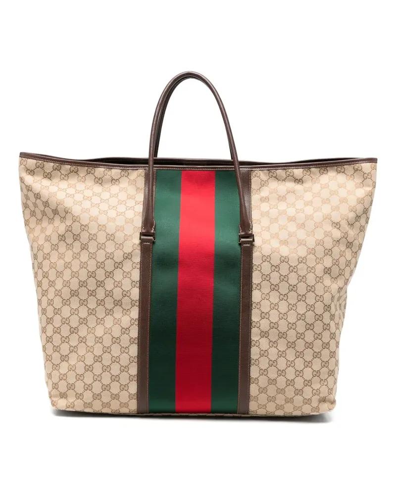 Gucci web-stripe luggage bag - Nude Nude