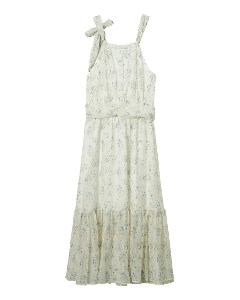 b+ab floral-print tiered midi dress - Nude Nude
