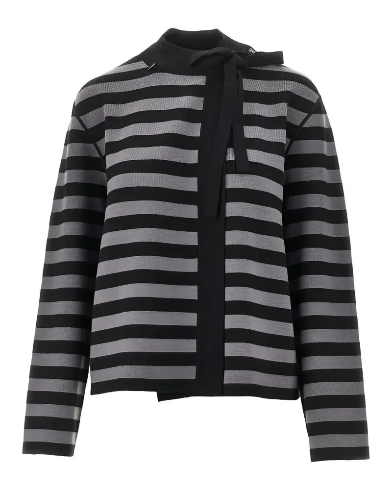 Emporio Armani striped self-tie cardigan - Schwarz Schwarz