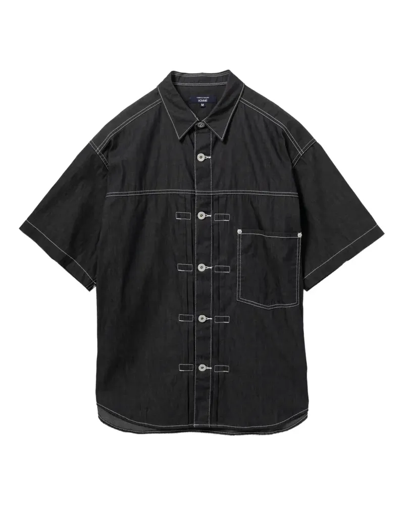 Comme des Garçons contrast stitching short-sleeve shirt - Blau Blau