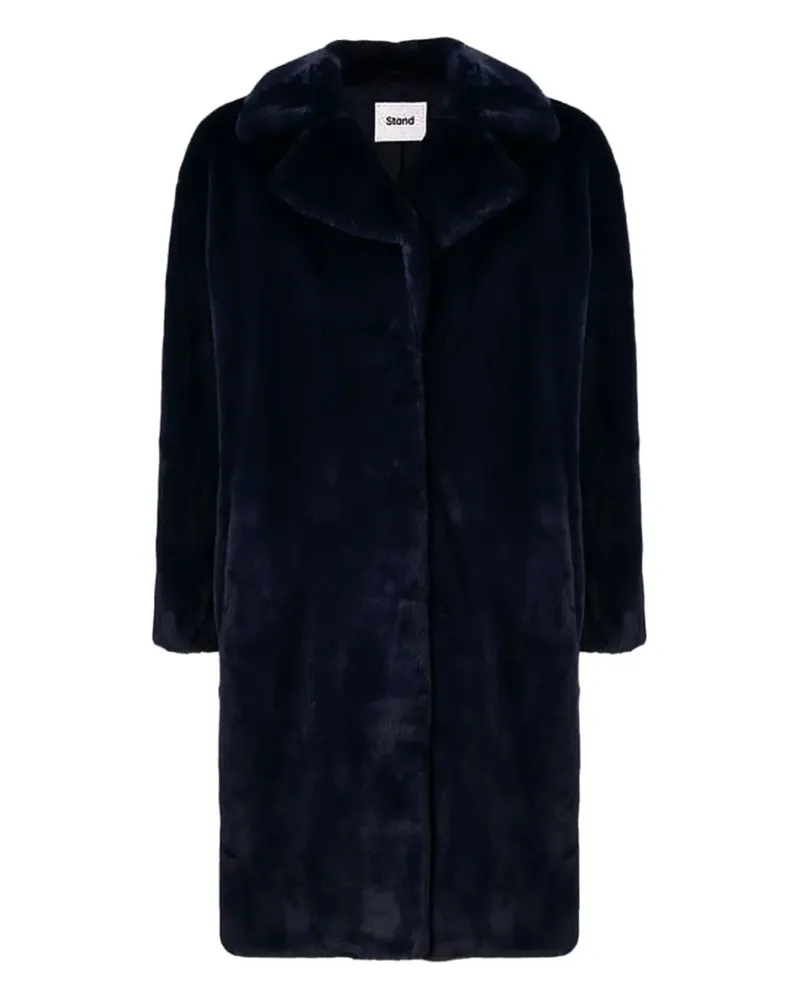 STAND Camille Cocoon Mantel aus Faux Fur - Blau Blau