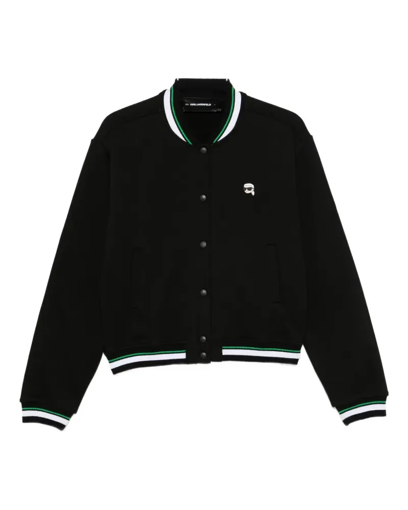 Karl Lagerfeld striped-trim bomber jacket - Schwarz Schwarz