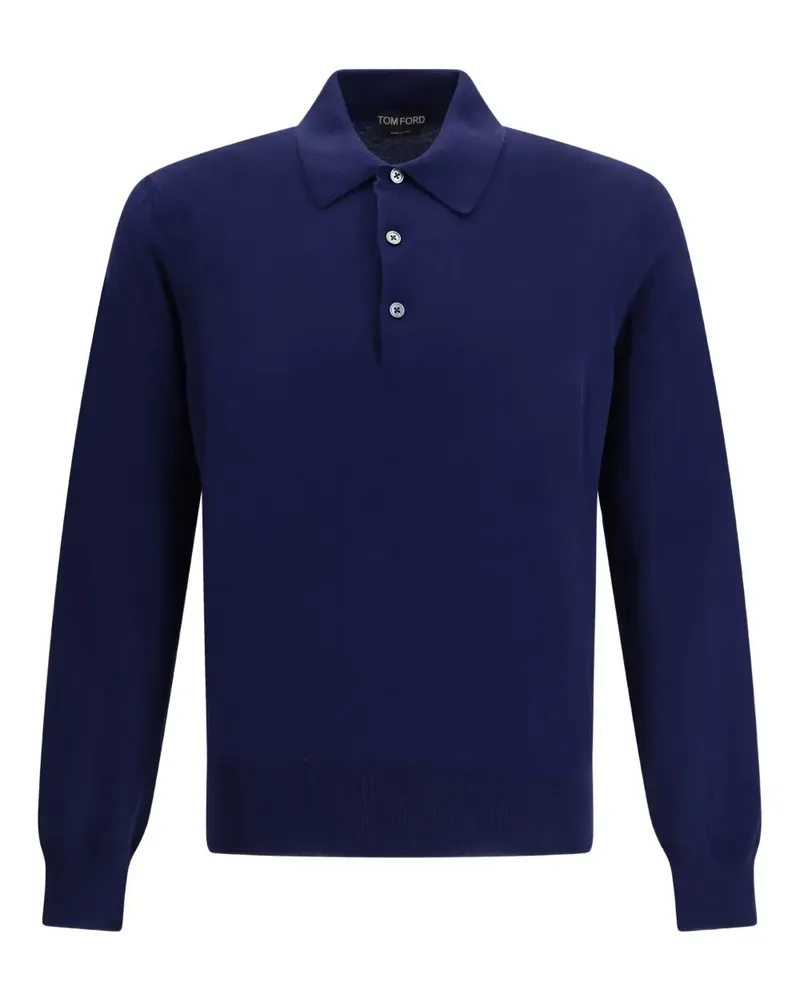 Tom Ford long-sleeve button polo shirt - Blau Blau