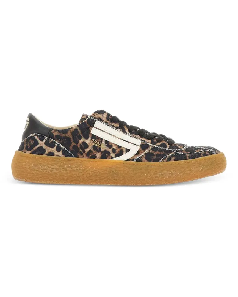 Puraai Ausgefranste Sneakers mit Leopardenprint - Braun Braun
