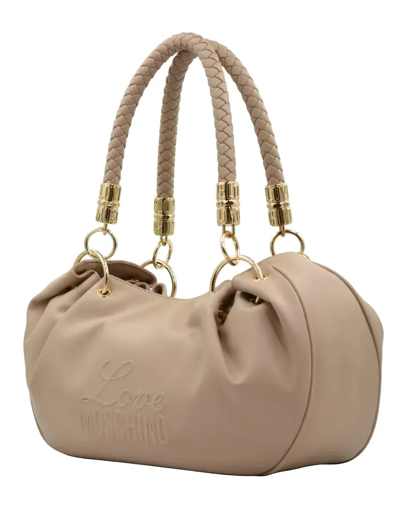 Moschino braided-handle gathered tote bag - Nude Nude