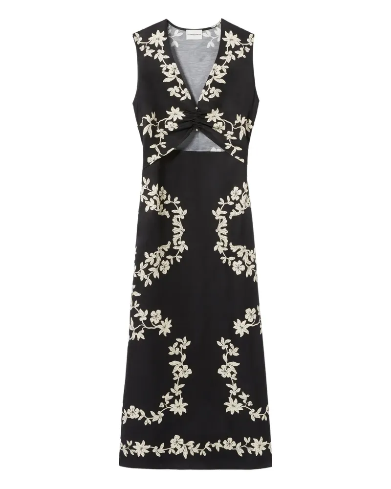 Claudie Pierlot Midikleid mit Blumen-Print - Schwarz Schwarz