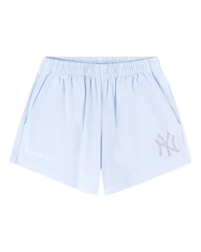 SPORTY & RICH Yankees Krystal Disco Shorts - Blau Blau