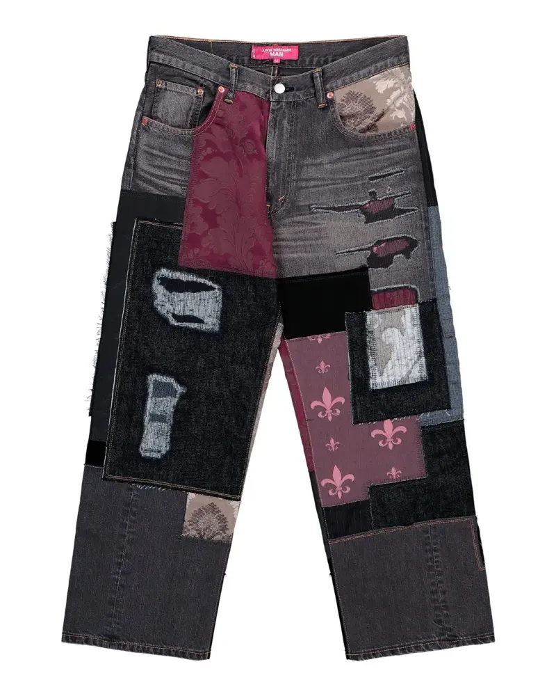Junya Watanabe patchwork-design button-fastening jeans - Schwarz Schwarz