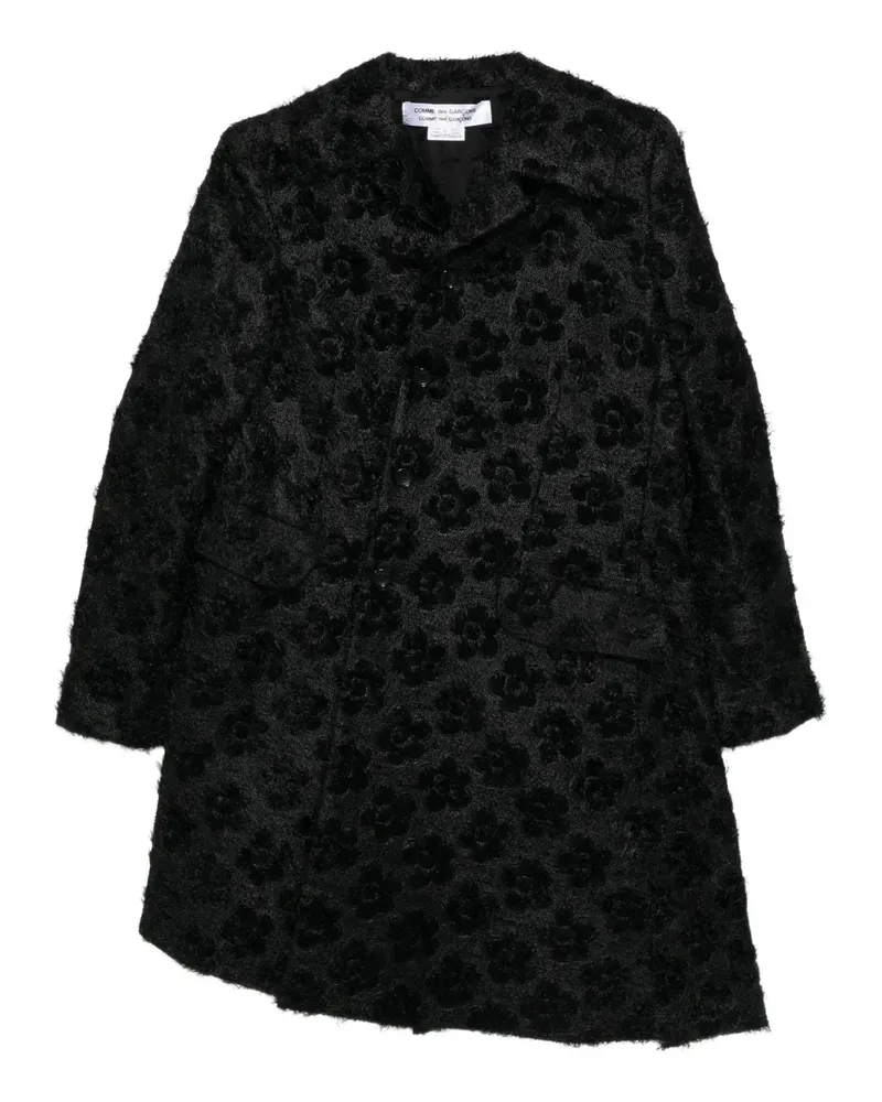 Comme des Garçons Asymmetrischer Mantel mit Blumen - Schwarz Schwarz