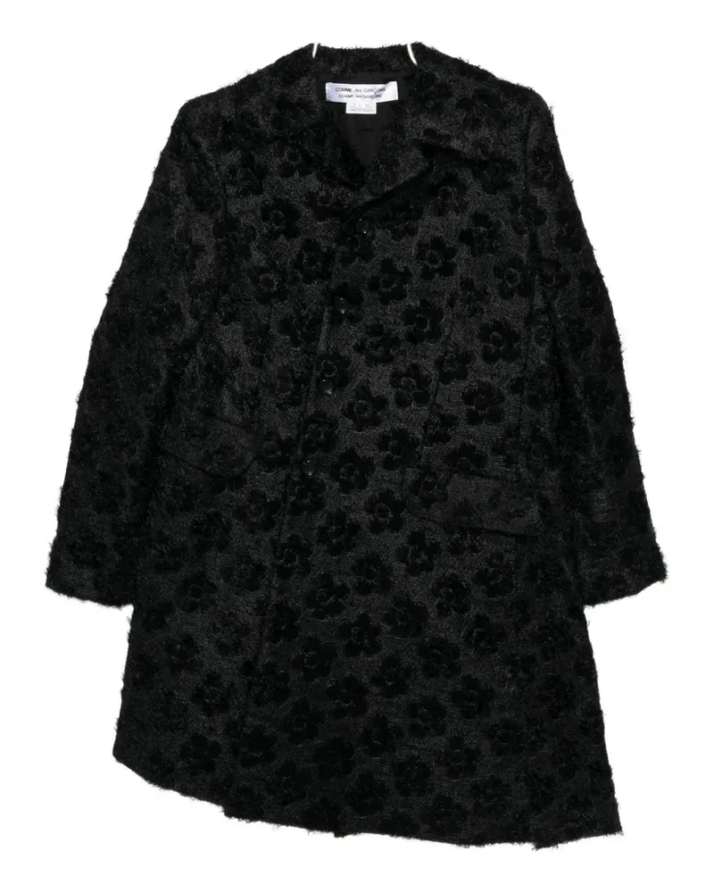 Comme des Garçons asymmetric floral coat - Schwarz Schwarz