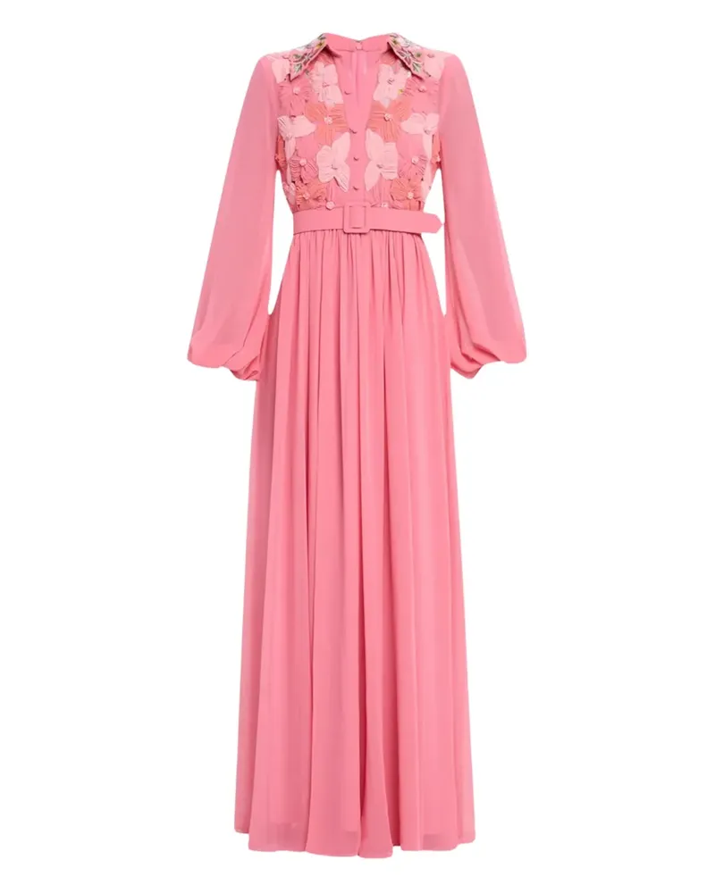 Badgley Mischka Kleid mit Blumenstickerei - Rosa Rosa