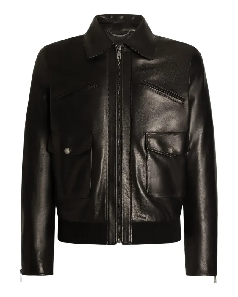 Dolce & Gabbana Lederjacke mit Reißverschluss - Schwarz Schwarz