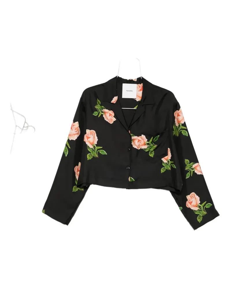 Nanushka Vally Hemd mit Rosen-Print - Schwarz Schwarz