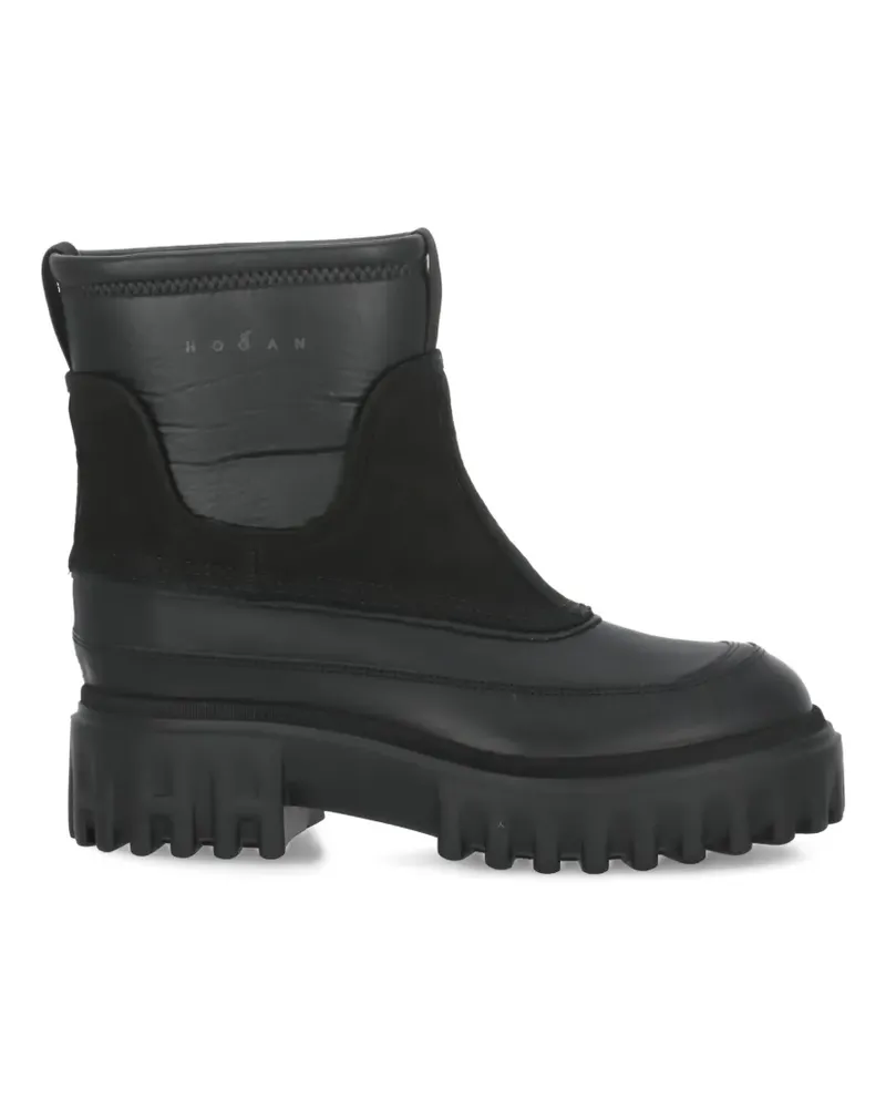 Hogan embossed logo raised sole boots - Schwarz Schwarz