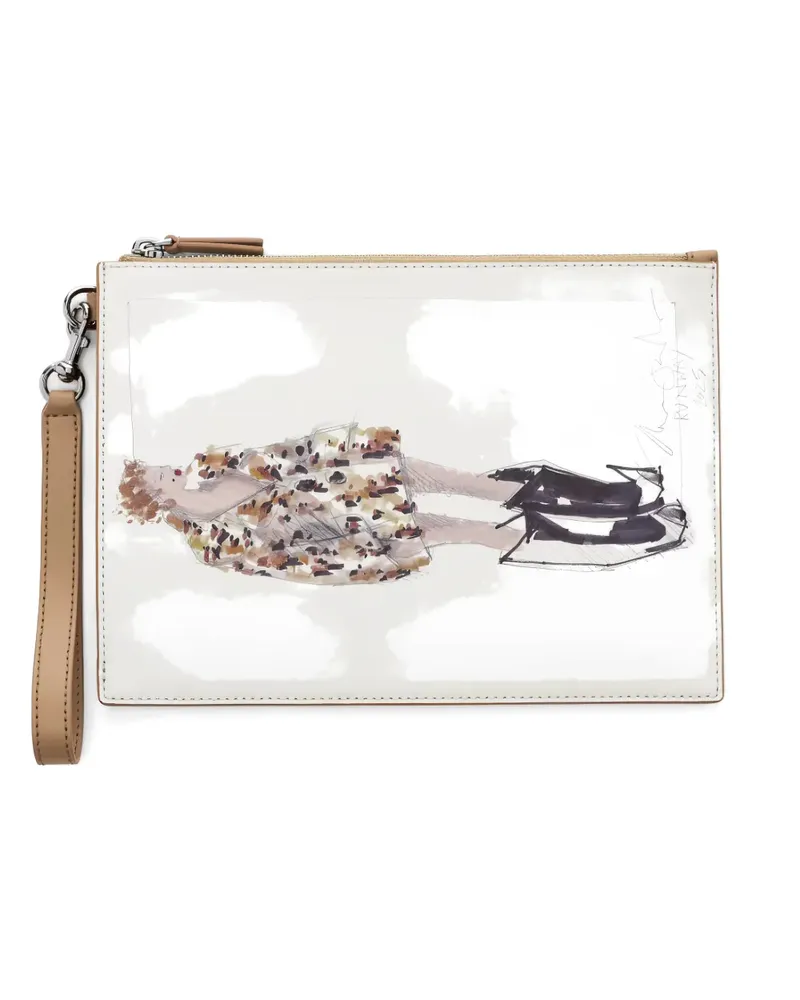 Marc Jacobs The Runway Illustration leather wristlet - Weiß Weiß