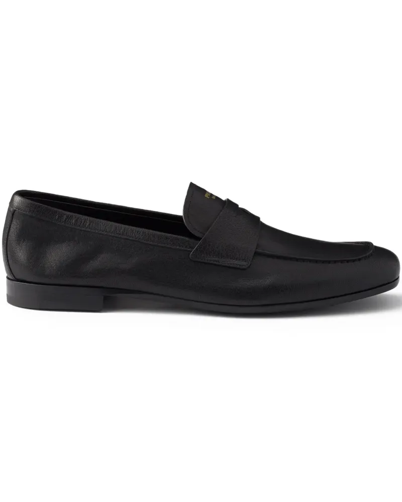Prada leather band logo loafers - Schwarz Schwarz
