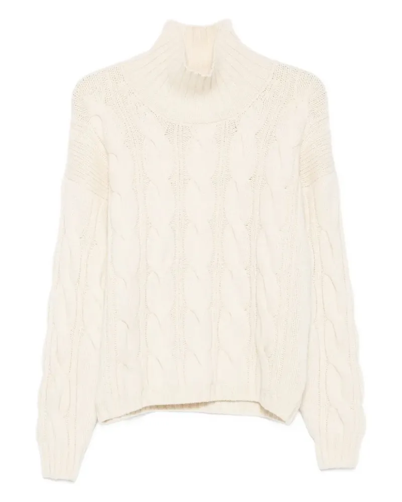 INCENTIVE! cashmere Rollkragenpullover mit Zopfmuster - Weiß Weiß