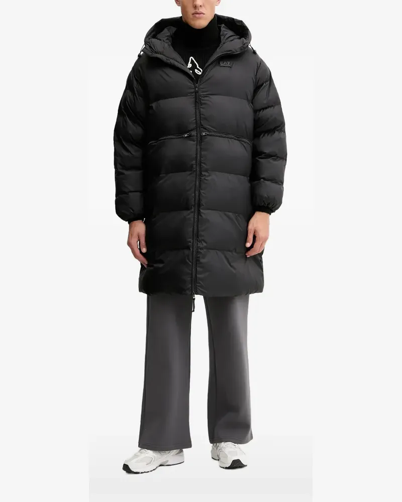 EA7 logo patch padded coat - Schwarz Schwarz