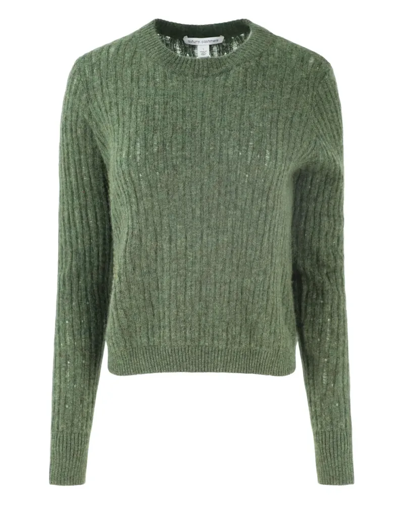 Autumn Cashmere Rundhals-Pullover mit Ziernähten - Grün Grün