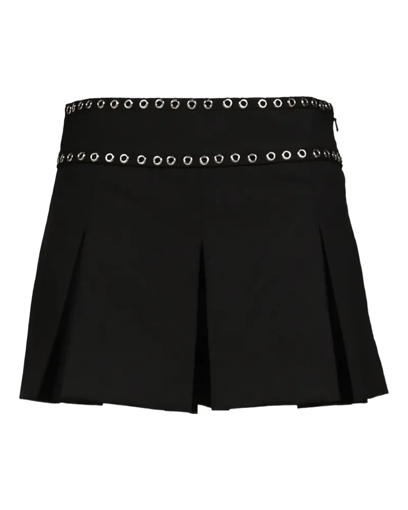 R13 eyelet-embellished pleated mini skort - Schwarz Schwarz