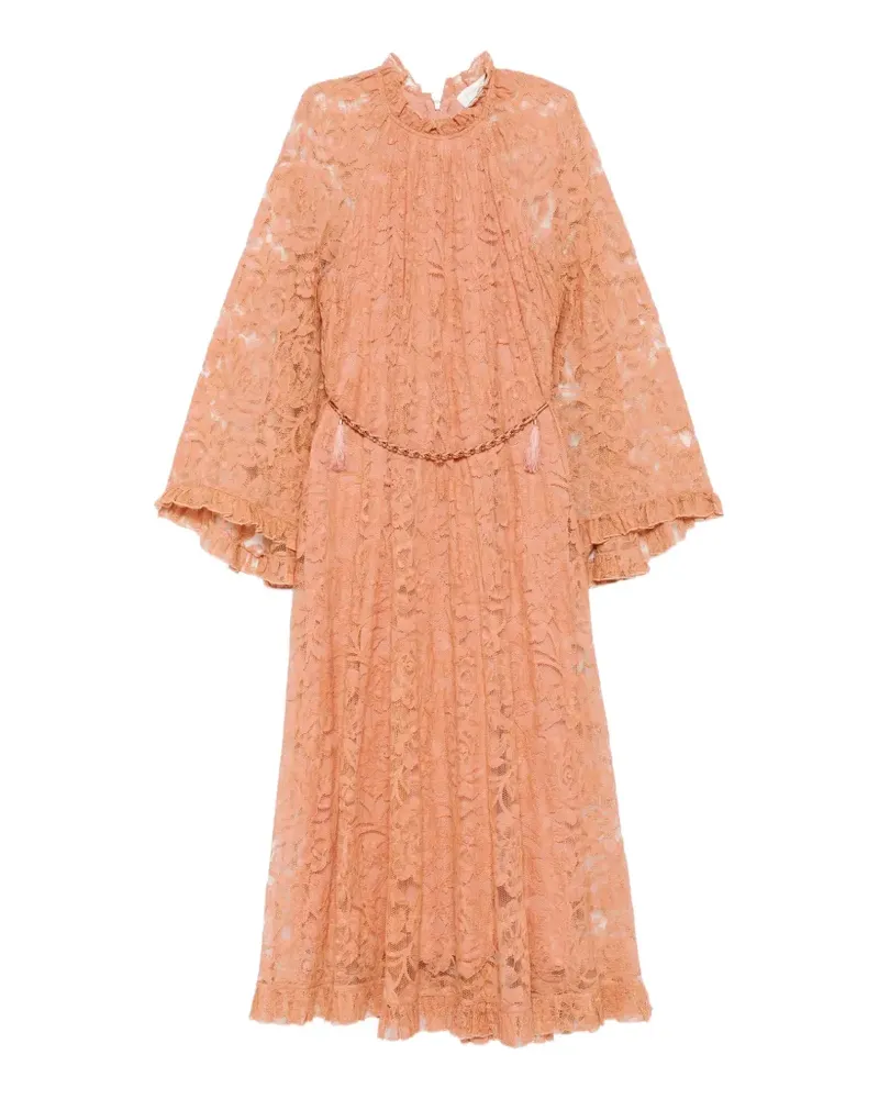 Zimmermann Kleid mit Rüschen - Orange Orange