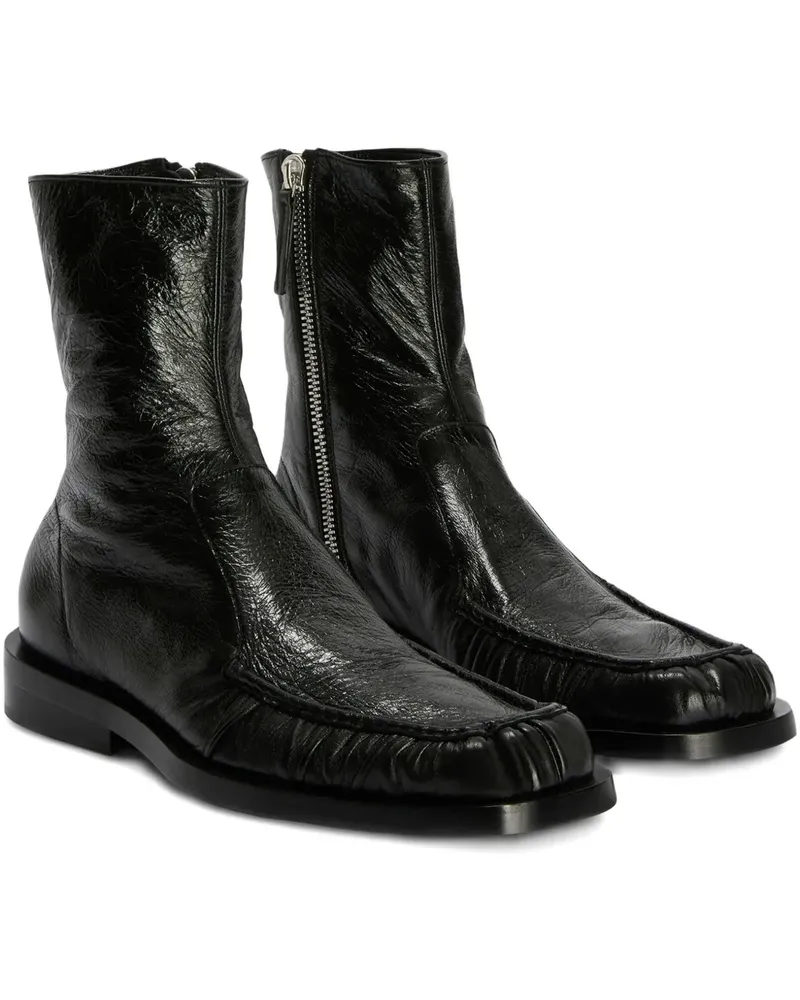 Jil Sander Knöchelhohe Lederstiefel - Schwarz Schwarz