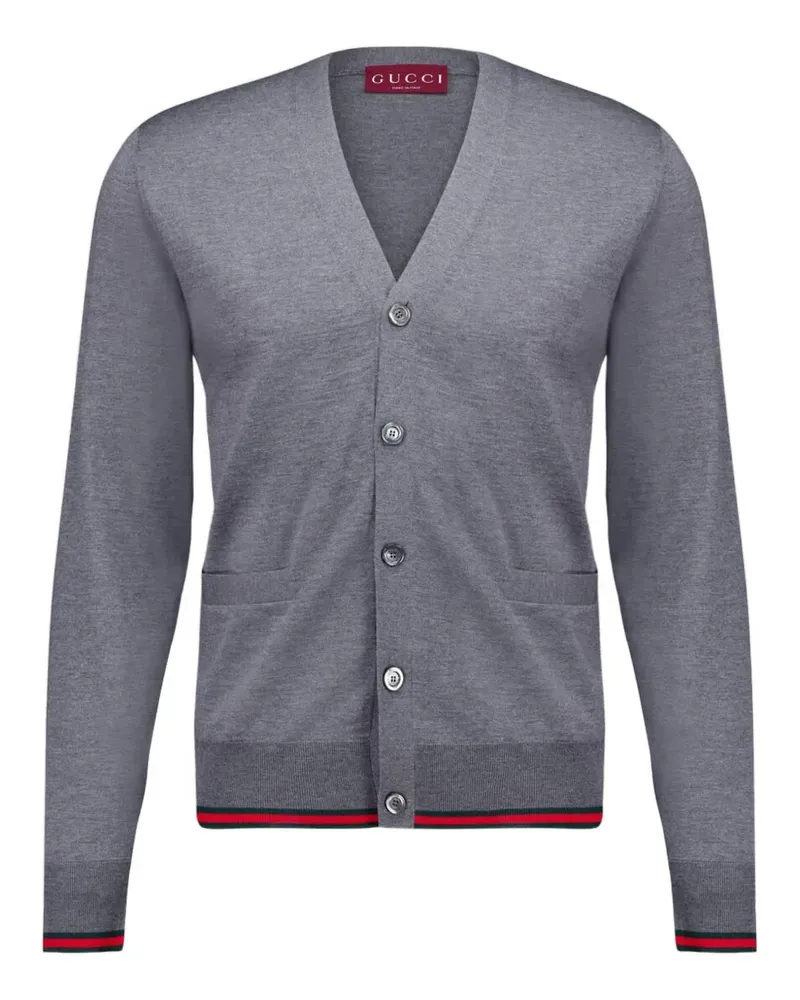 Gucci Wollcardigan mit Web-Detail - Grau Grau