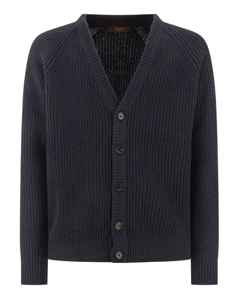 CRUNA ribbed-knit raglan-sleeve cardigan - Blau Blau
