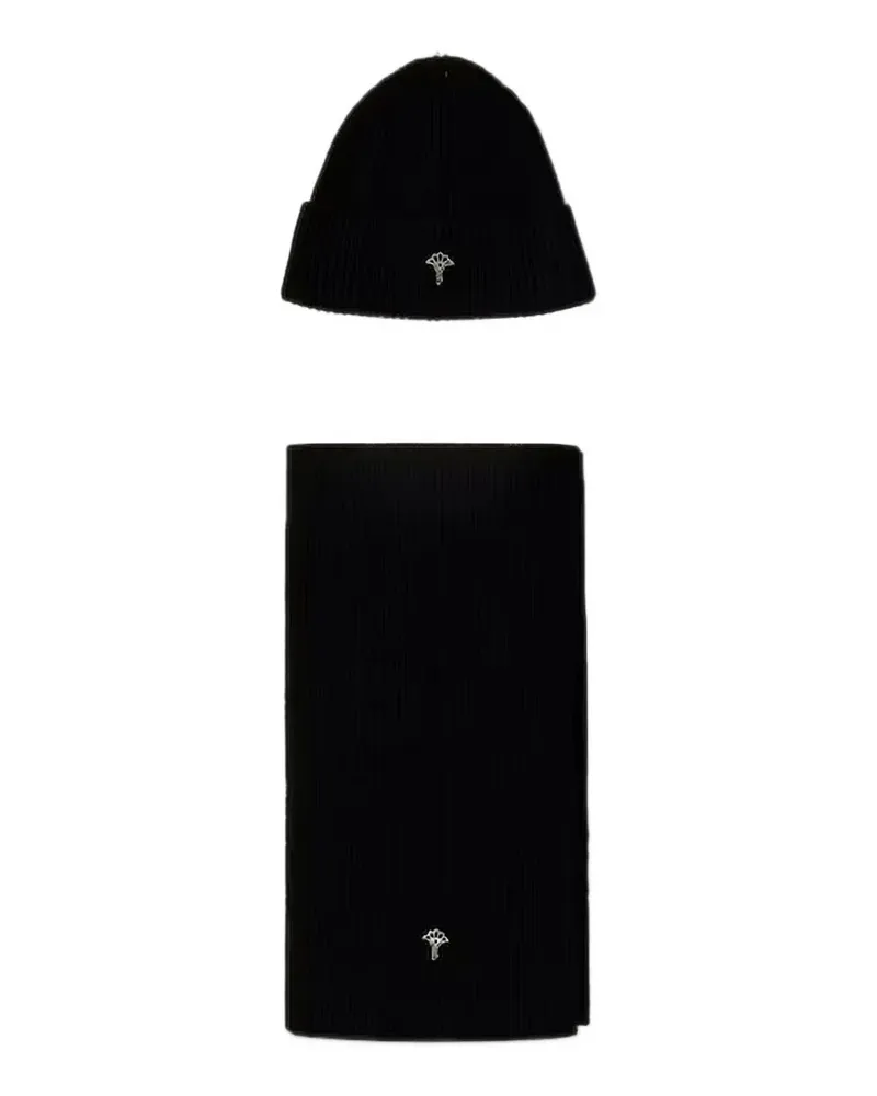 JOOP! logo-plaque ribbed-knit beanie hat and scarf (set of two) - Schwarz Schwarz
