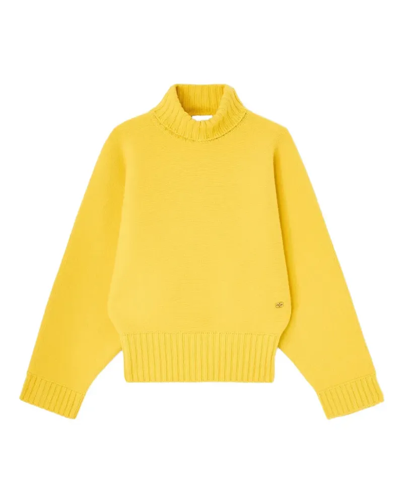 Ganni Rollkragenpullover aus Doppelstrick - Gelb Gelb