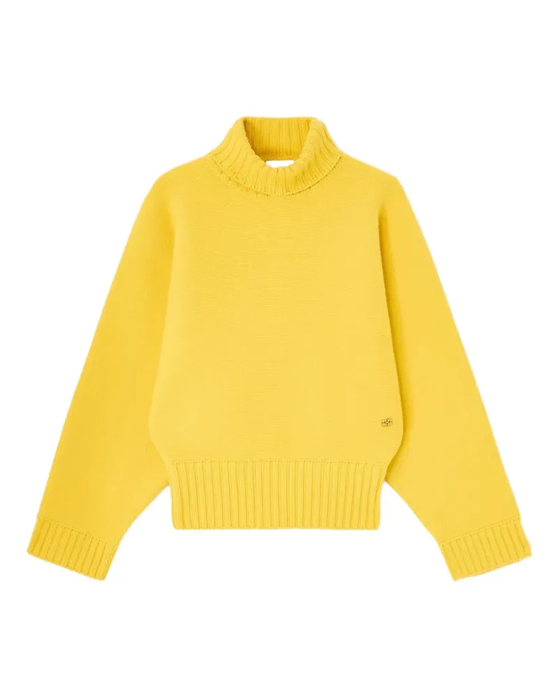 Ganni Rollkragenpullover aus Doppelstrick - Gelb Gelb