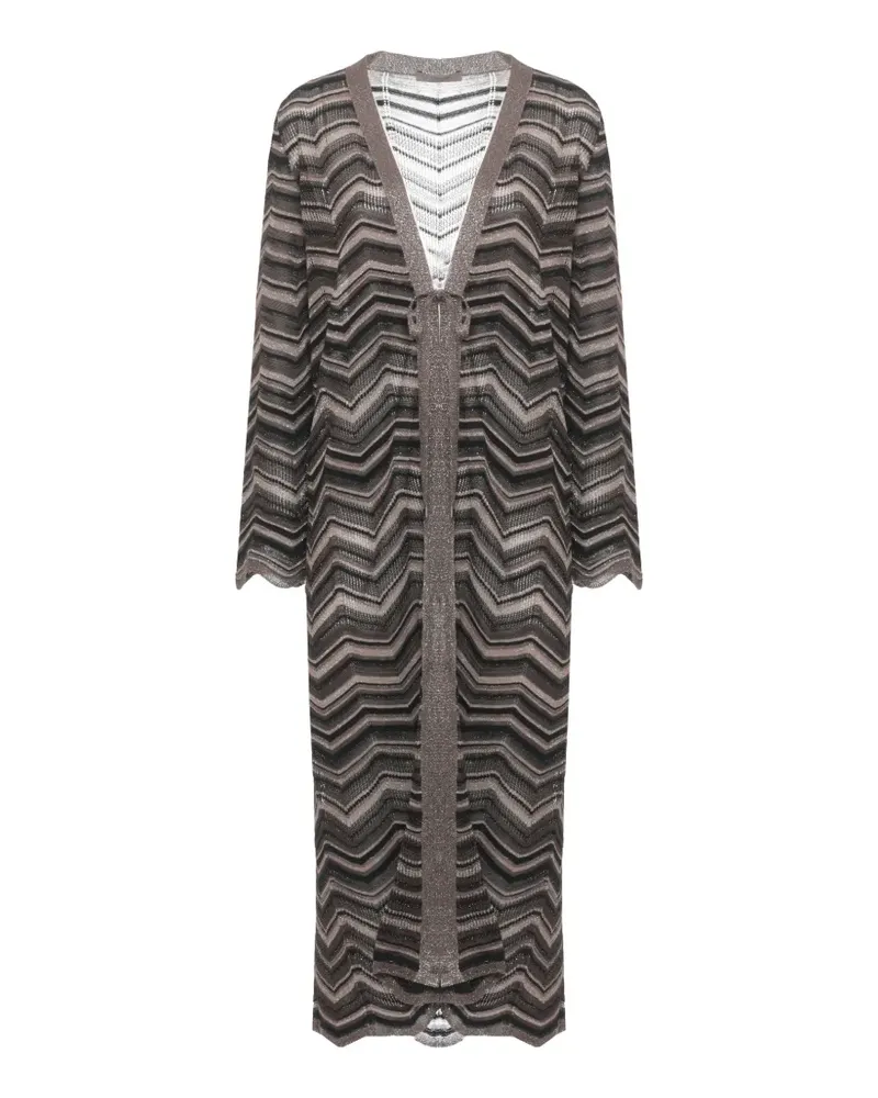 D.EXTERIOR chevron-knit tie-fastening sweater - Schwarz Schwarz