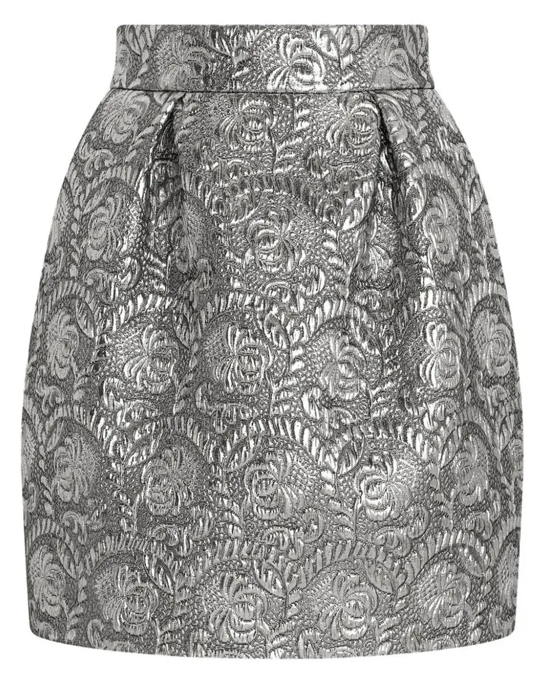 Dolce & Gabbana Midirock aus Brokat - Silber Silber