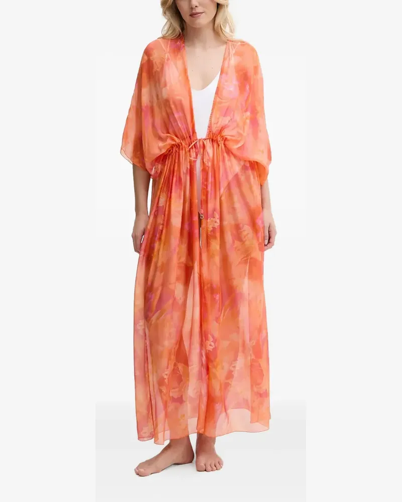 Guess Kordelzug-Strandmantel mit Blumen-Print - Orange Orange