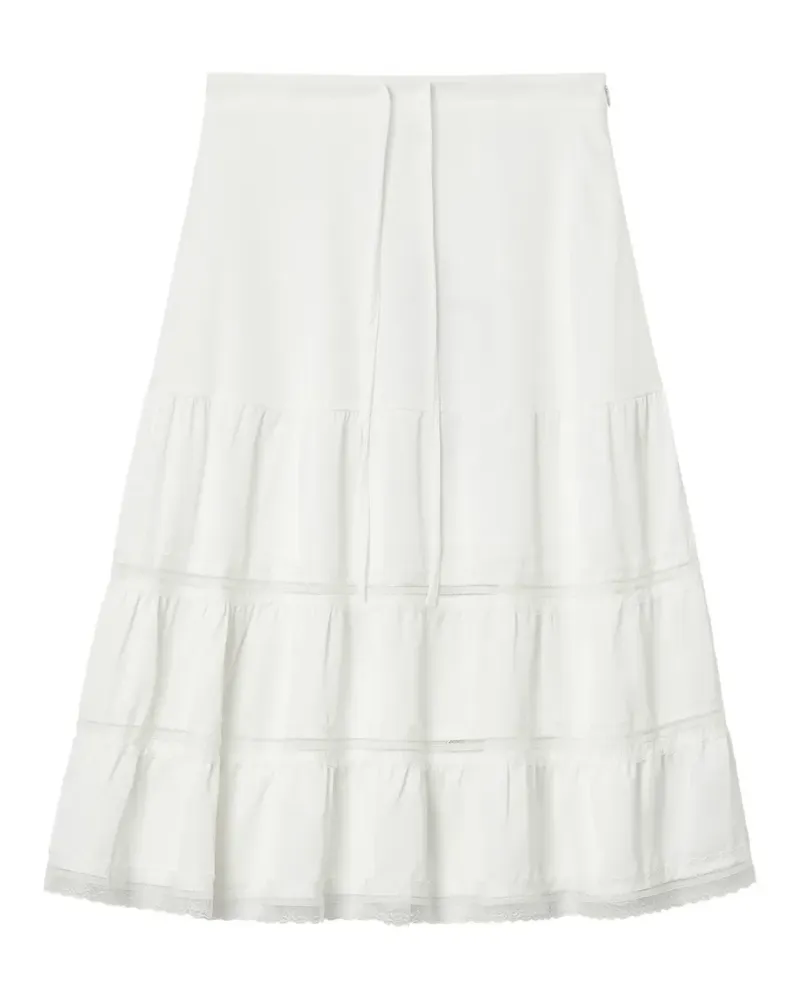 b+ab lace-trim tiered midi skirt - Weiß Weiß